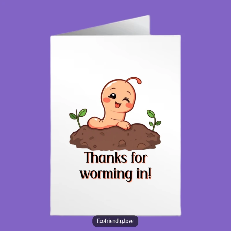 Free Printable Thank You Card: Giggling Worm Peeking Funny Downloadable
