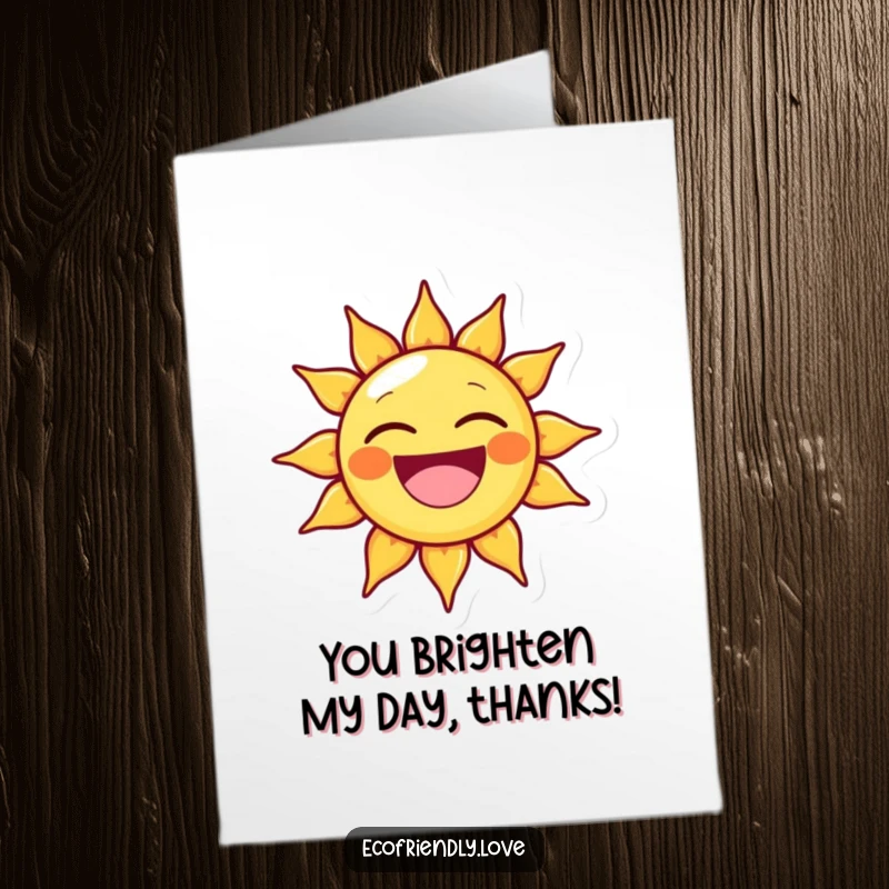 Funny Free Printable Thank You Card depicting a beaming sun with an enormous, delighted grin, expressing sincere thanks.
