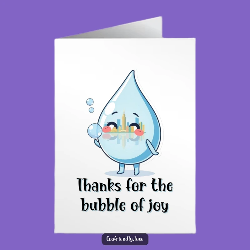 Free Printable Thank You Card: Water Droplet City Bubble Funny Gift