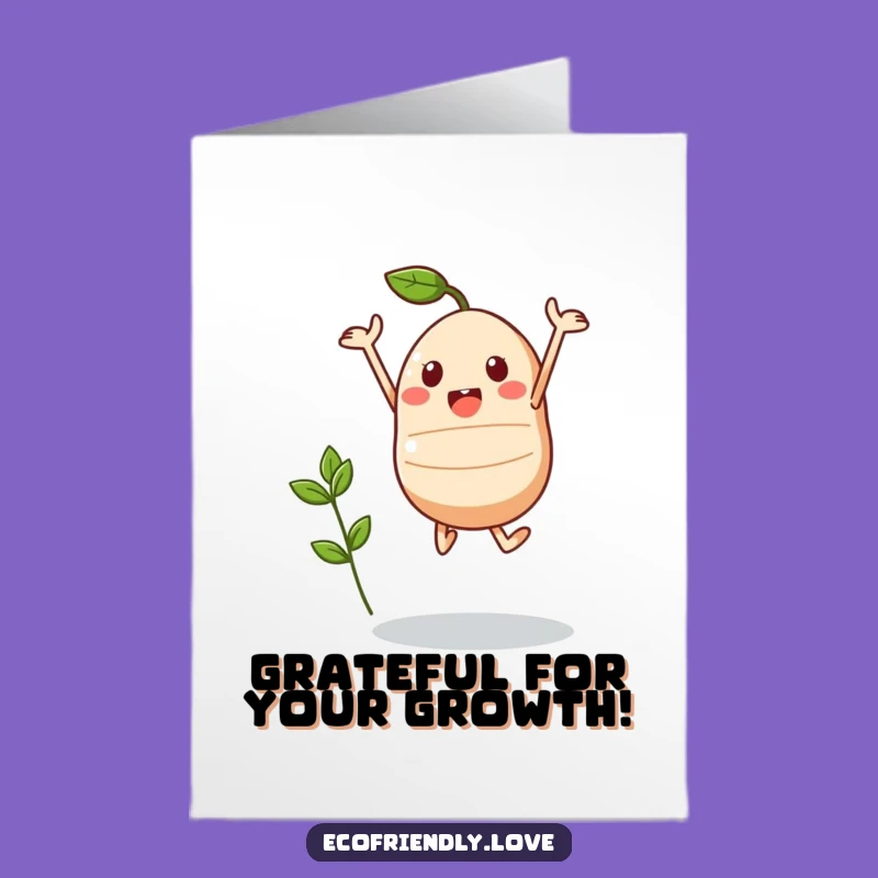 Free Printable Thank You Seedling Card: Funny Kawaii Jump for Growing Downloadable Thanks