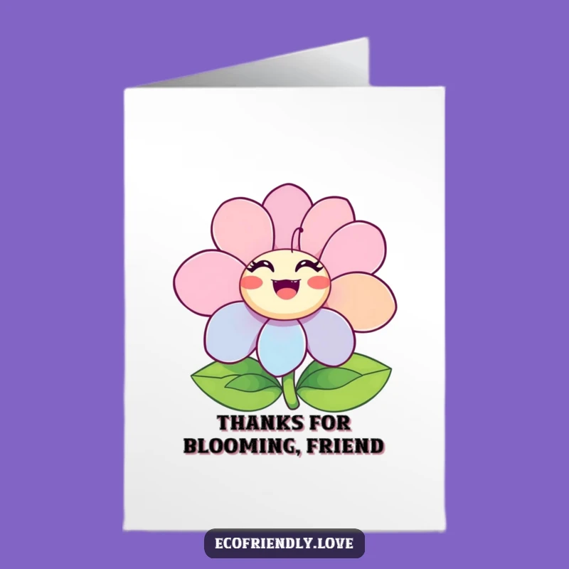 Free Printable Thank You Card: Ecstatic Flower Character Blooms Gratitude