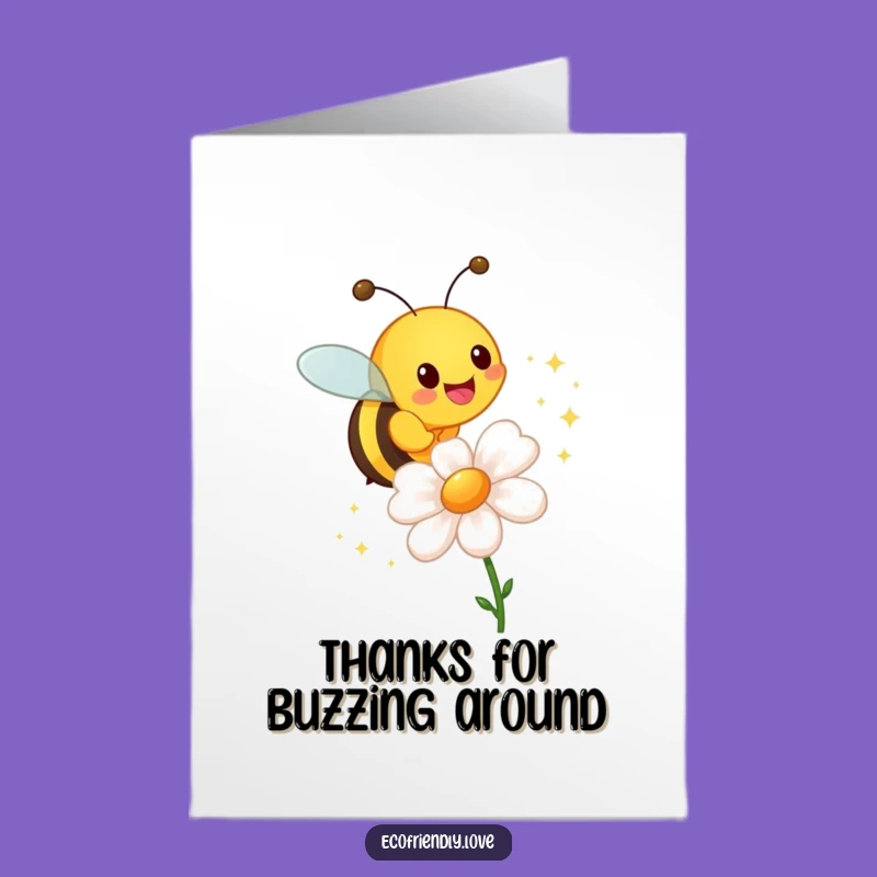 Free Printable Thank You Card: Bee's Sparkling Gratitude, Flower Thanks Downloadable