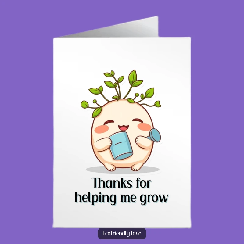 Free Printable Thank You Card: Giggling Sprout Watering Gratitude, Downloadable Thanks!