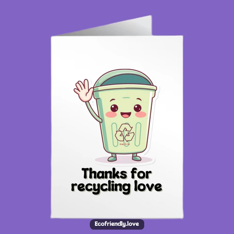 Free Printable Thank You Card: Recycling Bin Waves Thanks for Your Eco-Kindness