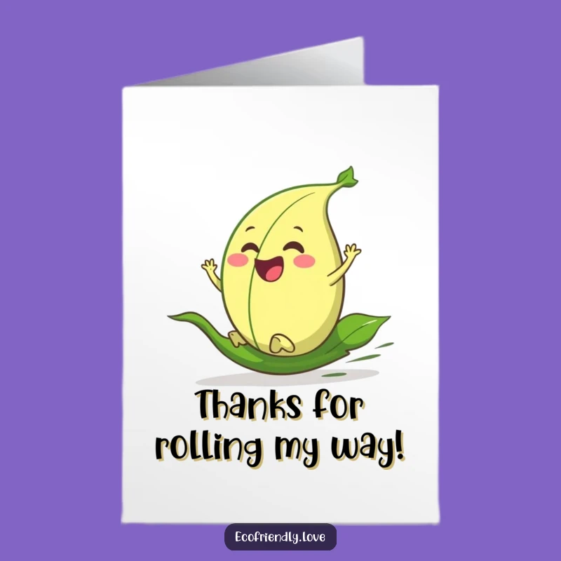 Free Printable Thank You Card: Happy Leaf Rolling Downhill Funny Downloadable