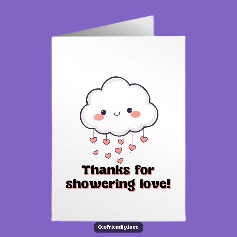 Free Printable Thank You Card: Cloud Raining Hearts Funny Downloadable