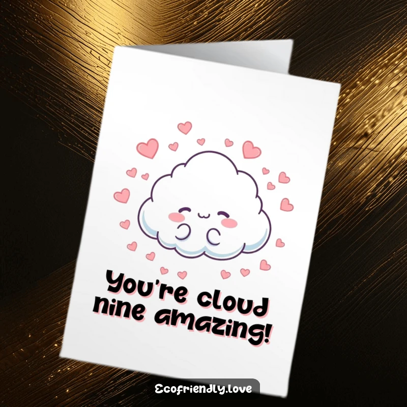 Funny Free Printable Thank You Card with a cloud character playfully showering tiny hearts, symbolising heartfelt thanks.