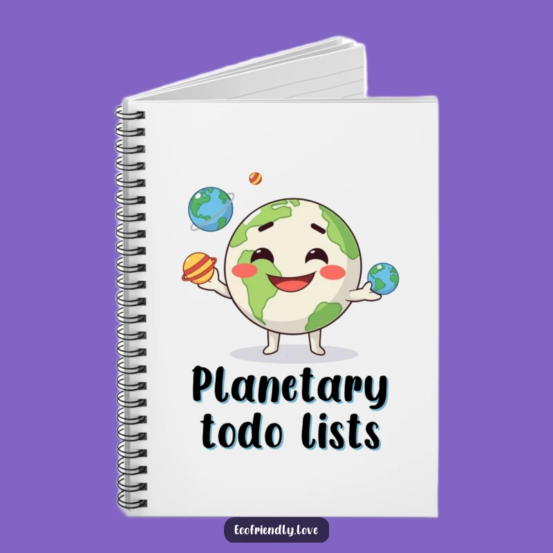 Funny Kawaii Earth Juggling Notebook - Jot Down Galactic Ideas