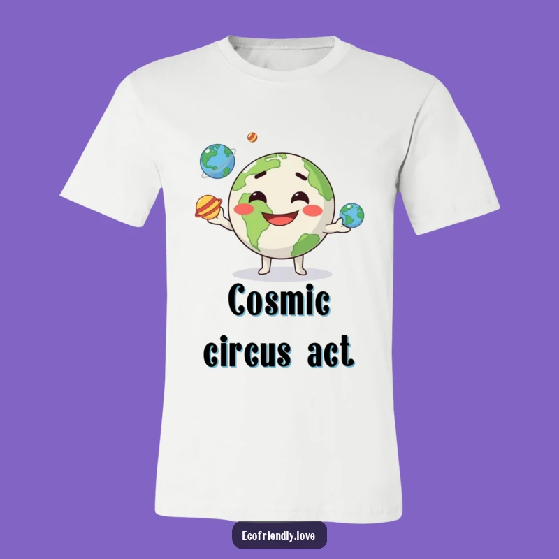 Funny Kawaii Earth Juggling Planets T-Shirt - Galactic Fun Wear