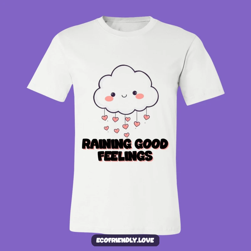 Funny Cloud T-Shirt: Playful Character Raining Hearts, Wearable Love Gift