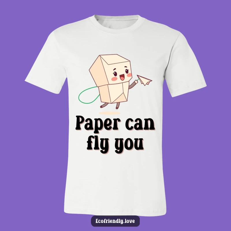 Funny Eco Paper Character T-Shirt: Recycled Fun with a Green Trail