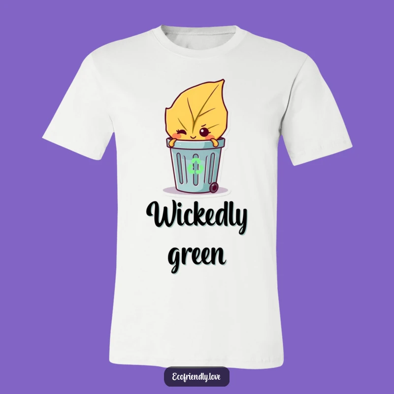 Funny Leaf Wink T-Shirt: Mischievous Eco Character Tee for Fun & Gifts