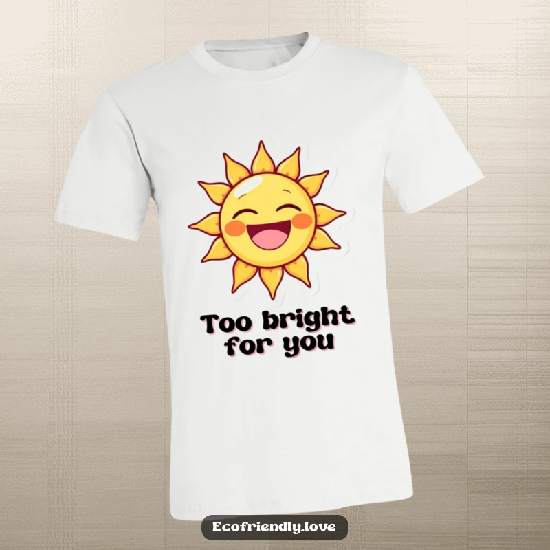 Funny t-shirt showcasing a bright sun character with an ecstatic, wide grin, radiating happiness. An ideal gift for cheerful souls.