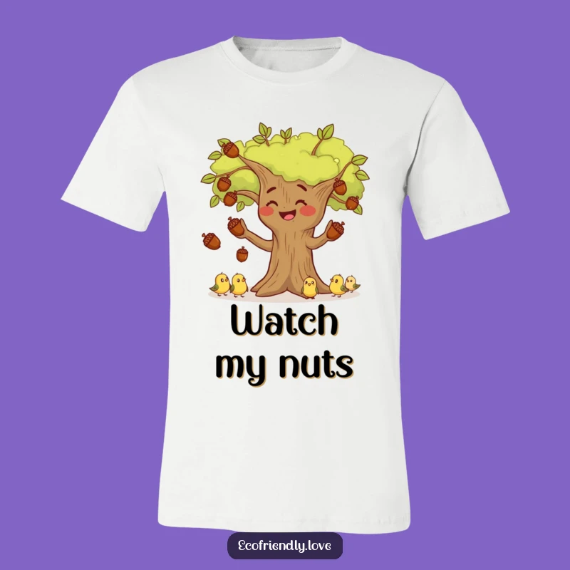 Funny Tree Juggling Acorns T-Shirt: Wear Your Woodland Whimsy with This Hilarious Tee