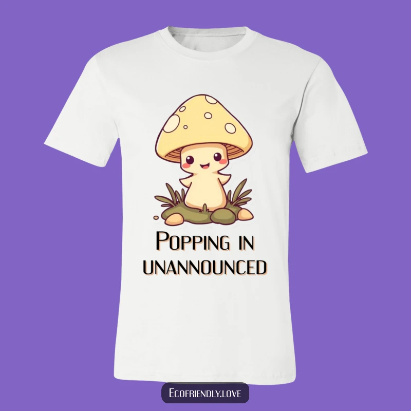 Funny Mushroom T-Shirt: Mischievous Character Popping Up Style