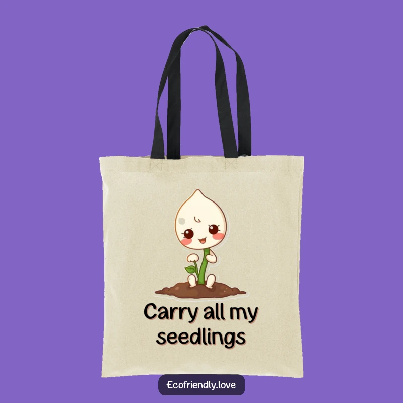 Funny Kawaii Sprout Planting Seed Tote Bag: Carry Your Green Dreams