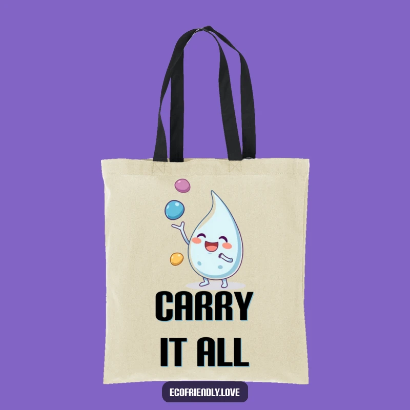 Funny Water Droplet Tote Bag: Joyful Juggling Character Accessory for Errands & Gifts