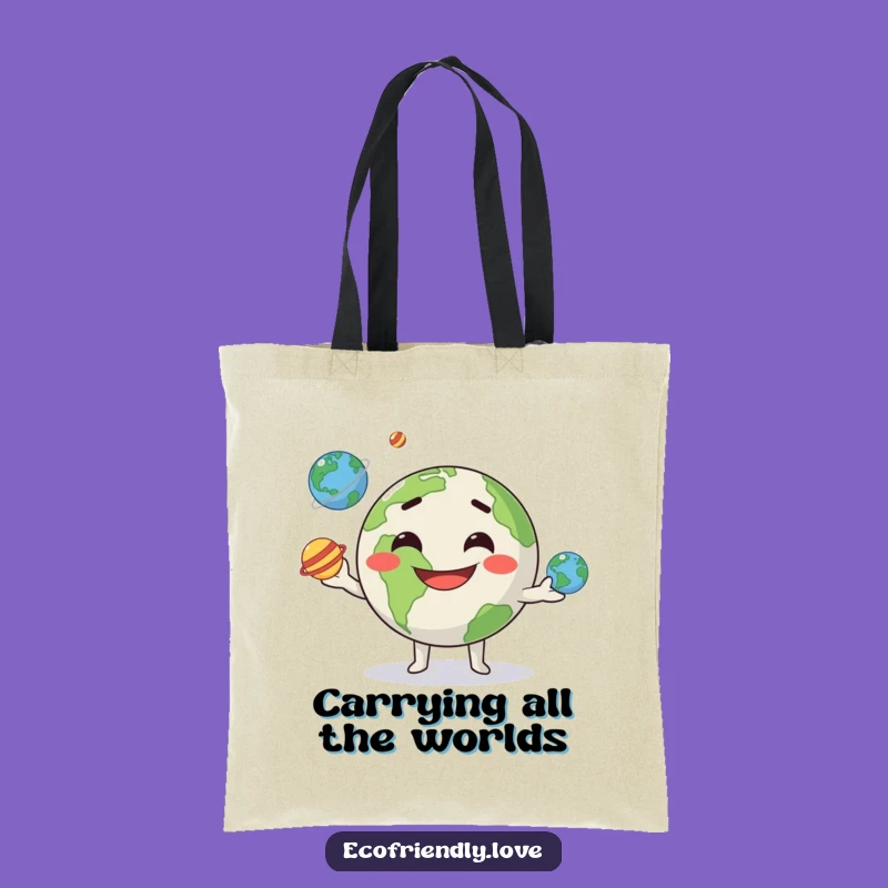 Funny Kawaii Earth Juggling Tote Bag - Carry Your Universe Style