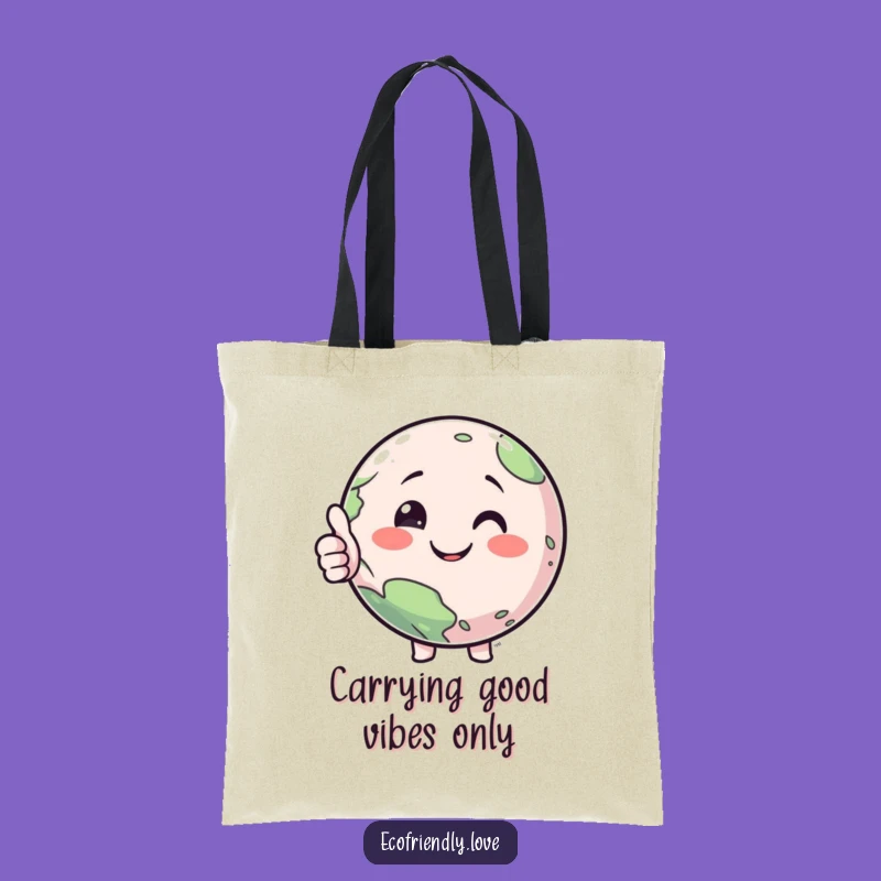 Funny Planet Thumbs Up Tote Bag: Carry Your Goods with Galactic Glee
