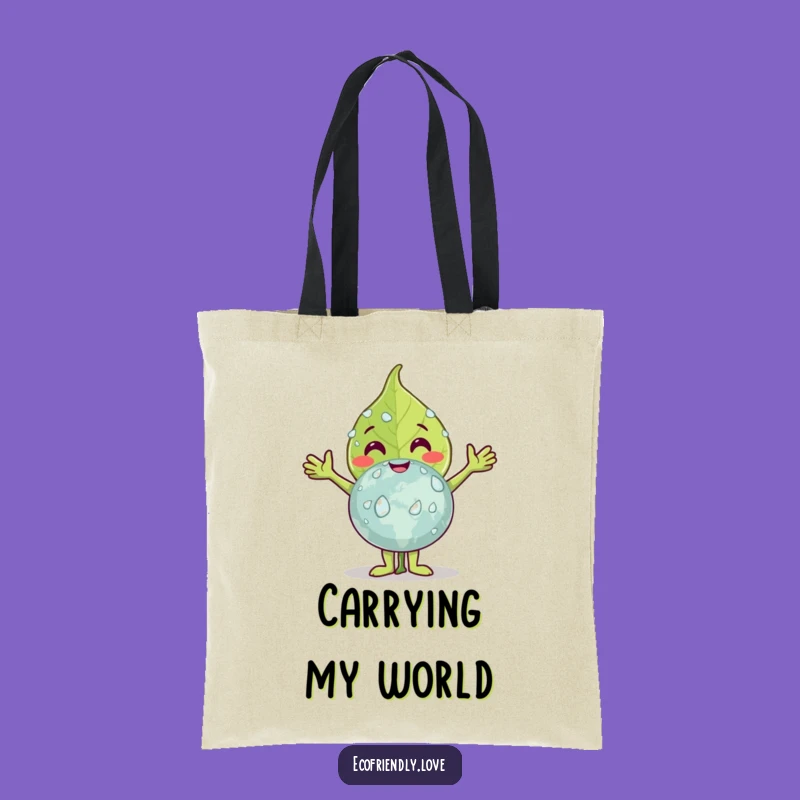 Funny Leaf Hugging Earth Tote Bag: Carry Your Green Message