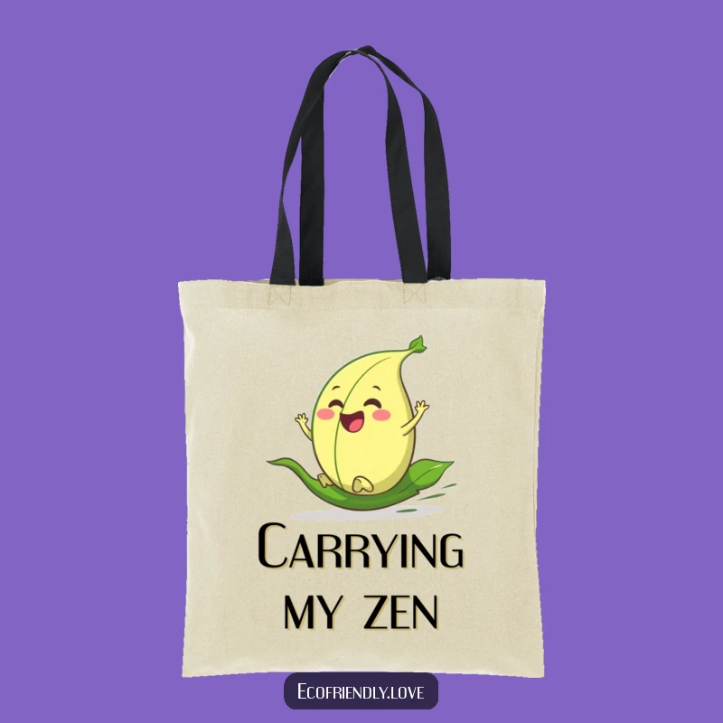 Funny Leaf Tote Bag: Enthusiastic Character Rolling Downhill, Practical & Playful Gift
