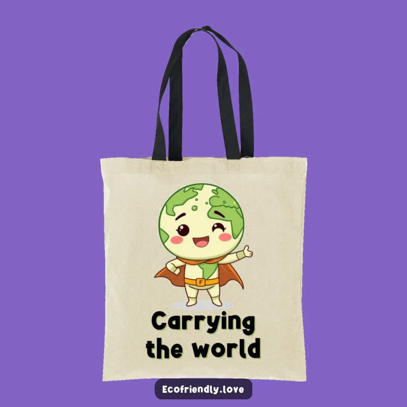 Funny Earth Superhero Tote Bag: Carry Your Eco-Values with Playful Charm