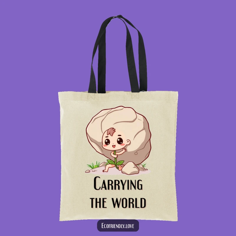 Funny Seedling Boulder Tote Bag: Motivational Plant Carry-all for Big Tasks