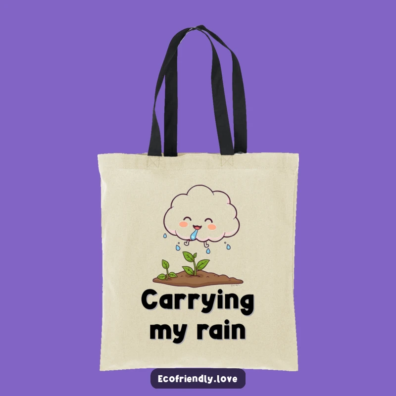 Funny Cloud Rain Tote Bag: Carry Your Green Thumb Essentials
