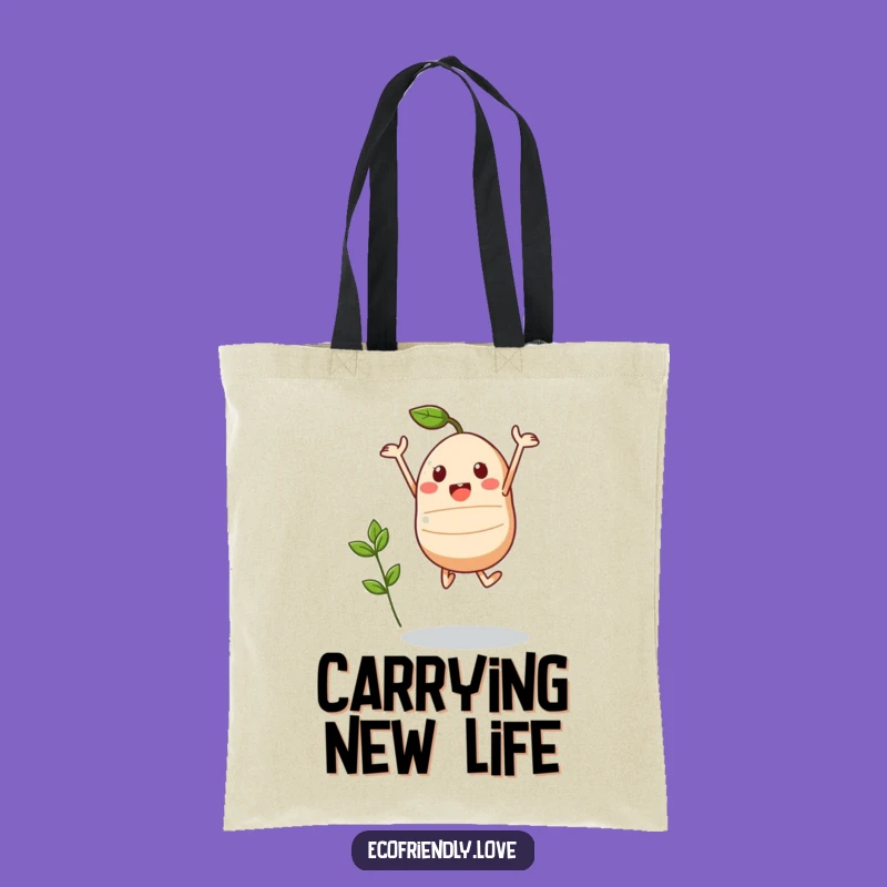 Funny Kawaii Seed Tote Bag - Triumphant Jump, Carry Your Potential