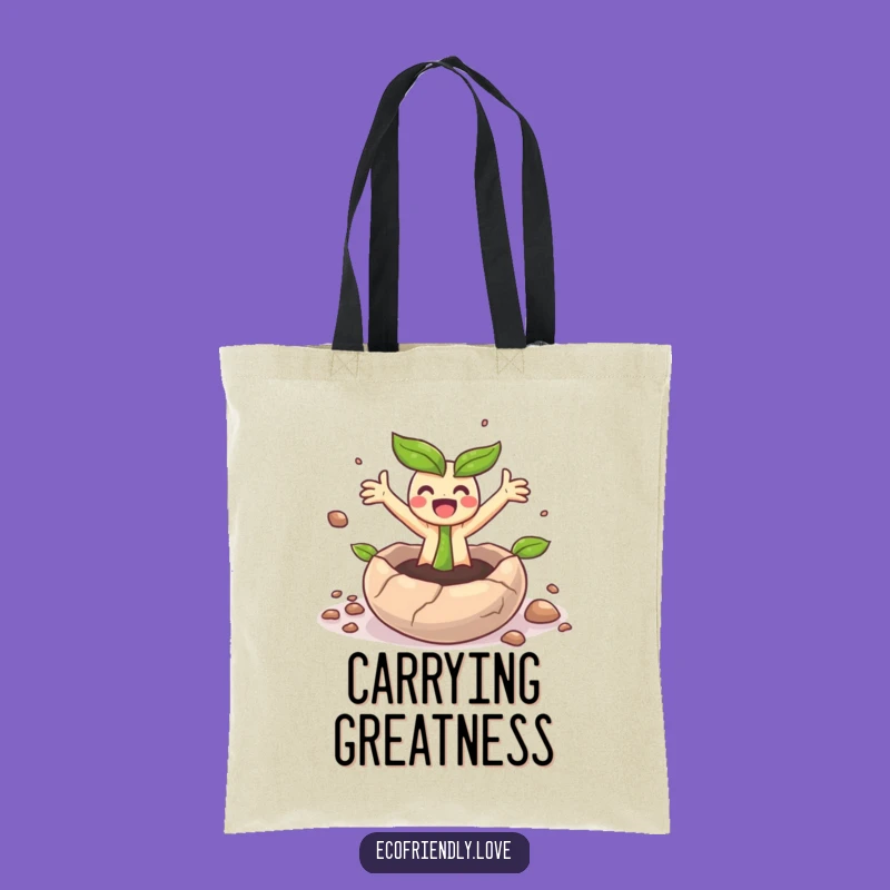 Funny Sprout Surprise Tote Bag: Cute Growing Character Accessory for Errands & Gifts