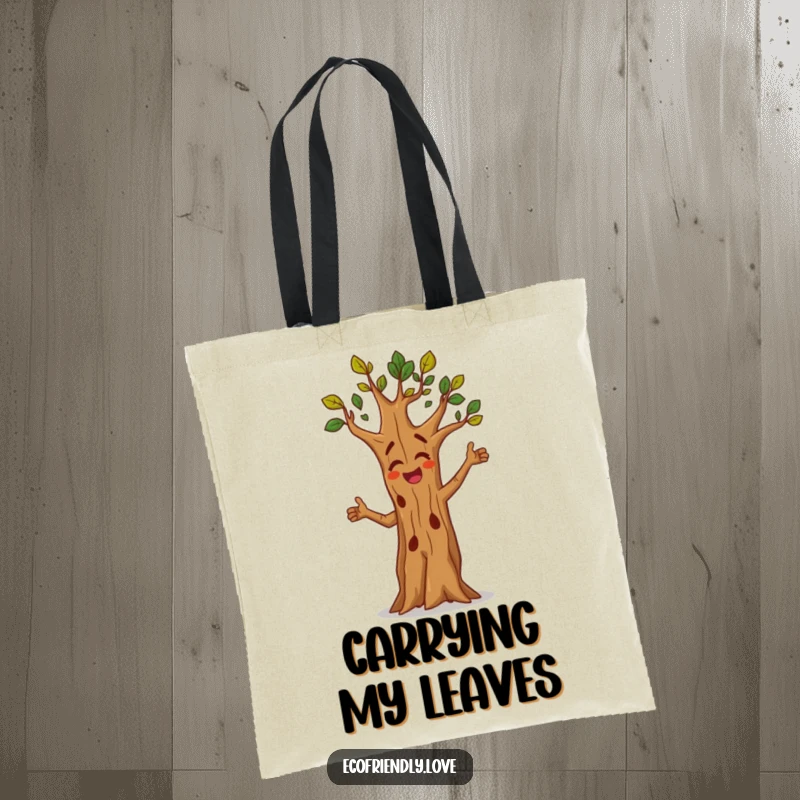 Funny tote bag featuring a tree character dancing energetically with pure joy. A vibrant and practical gift.