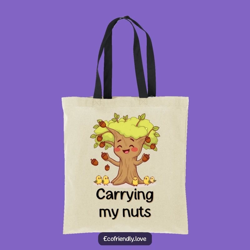 Funny Tree Juggling Acorns Tote Bag: Carry Your Essentials with Woodland Charm