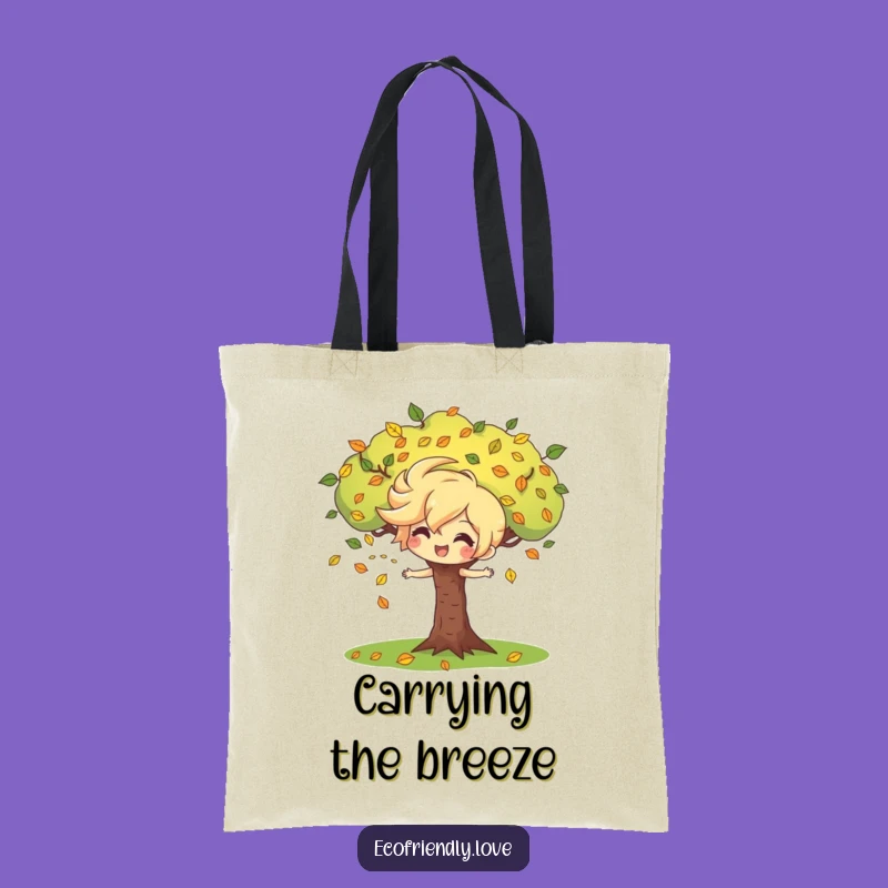 Funny Wind Character Tree Tote Bag: Carry Nature's Playfulness