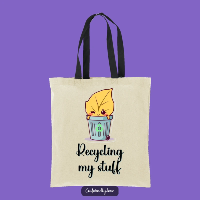 Funny Leaf Wink Tote Bag: Mischievous Eco Character Accessory for Shopping & Gifts